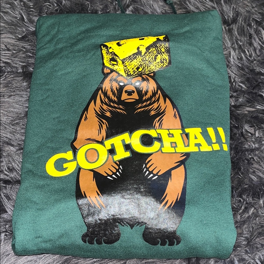 Green Hoodie with Bear Graphic